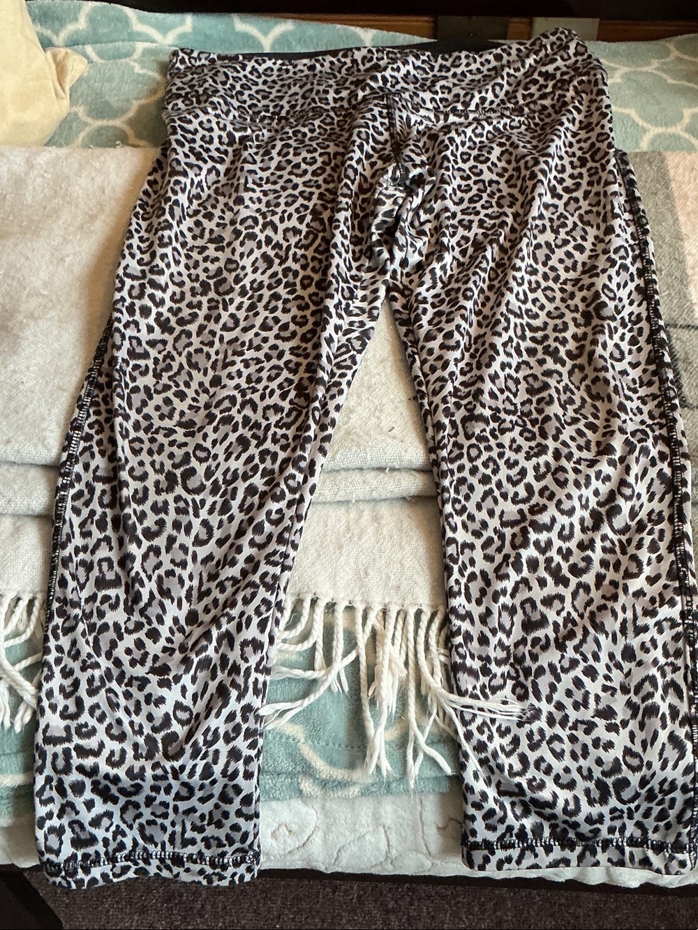 Athleta Leopard Print Capris in Black and White